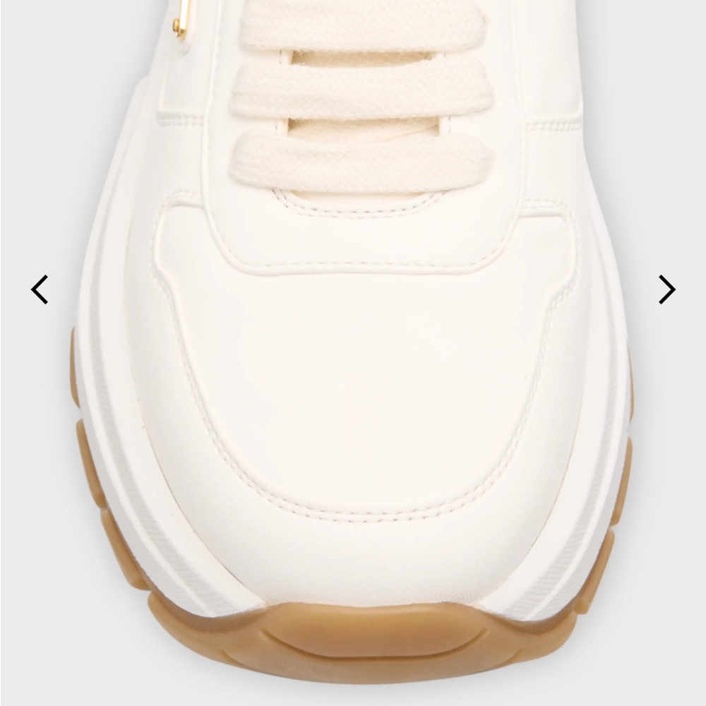Prada leather Cream Sneakers with Brown Sole - Picture 3 of 15